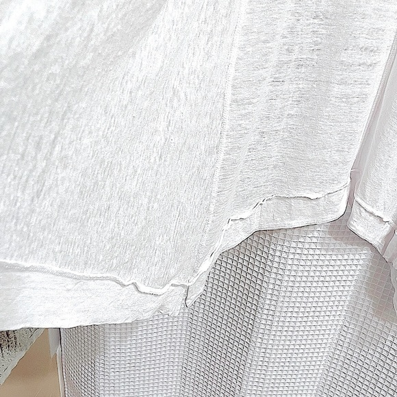 Tahari White Linen Jersey Longline Open Front Lightweight Cardigan Sweater Large - Picture 6 of 9